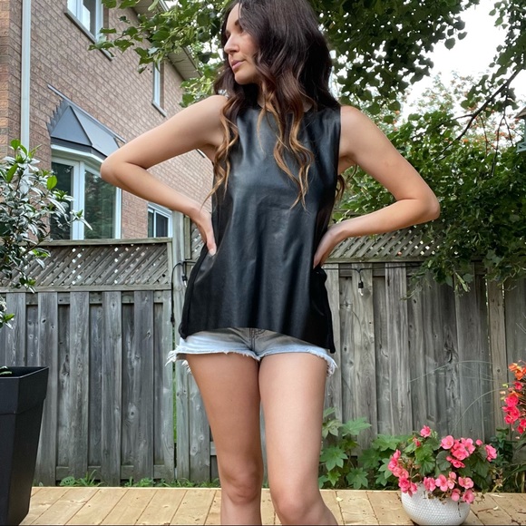 Zara faux leather and knit shirt - Picture 7 of 9